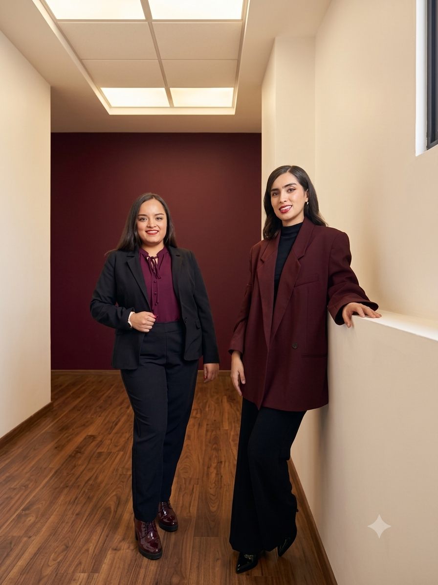 Evelyn López y Quetzalli Hernández, socias fundadoras de Lumora Legal, en las oficinas del despacho